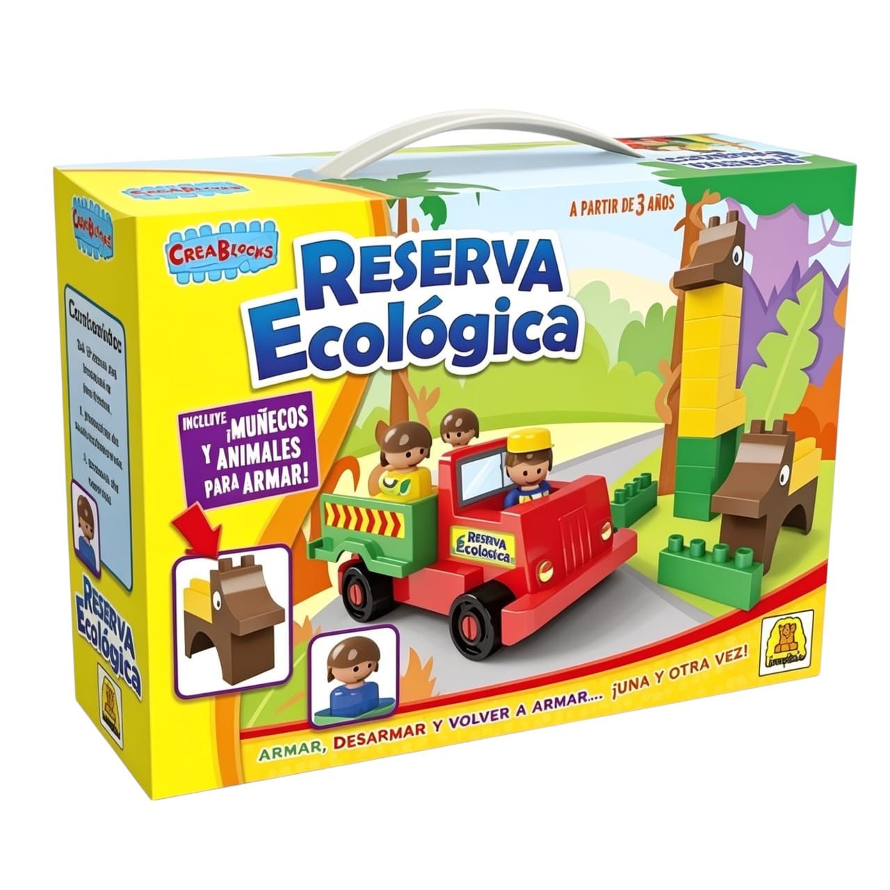 IM161- Reserva Ecológica,BLOQUES/CONSTRUCCION, Cantidad de piezas: 26 Contiene una escena para ambientar tu juego. Edad: A partir de 3 años. Medidas de la caja: 18.5 x 25.8 x 7.5 cm Juego de bloques de encastre perfecto.IMPLAS