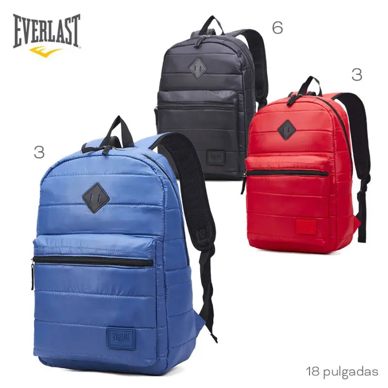 21667 – Mochila Everlast - Composición: 100% nylon Alto: 45 cm Ancho: 30 cm Profundidad: 13 cm MAS INFO EN FOTO