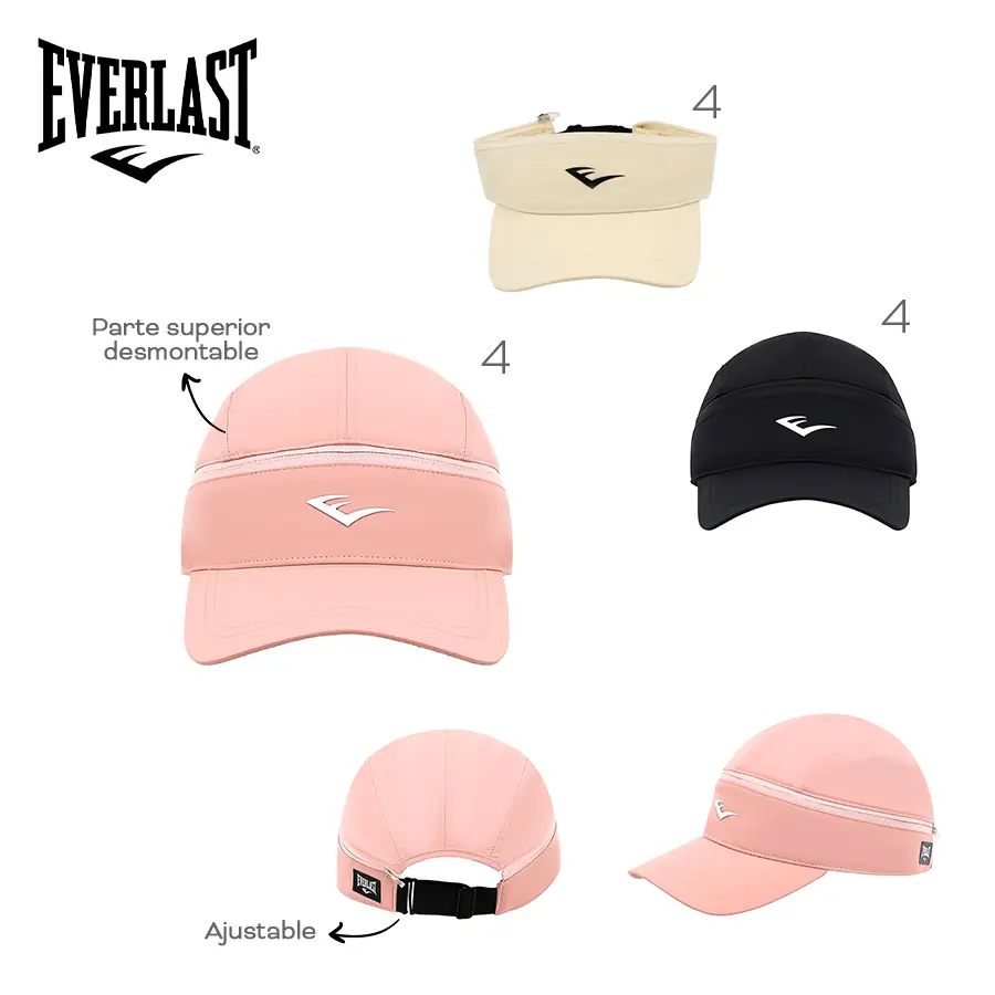 30544- Caps Visera Everlast	Nylon  Ajustable, parte superior desmontable +info+fotos