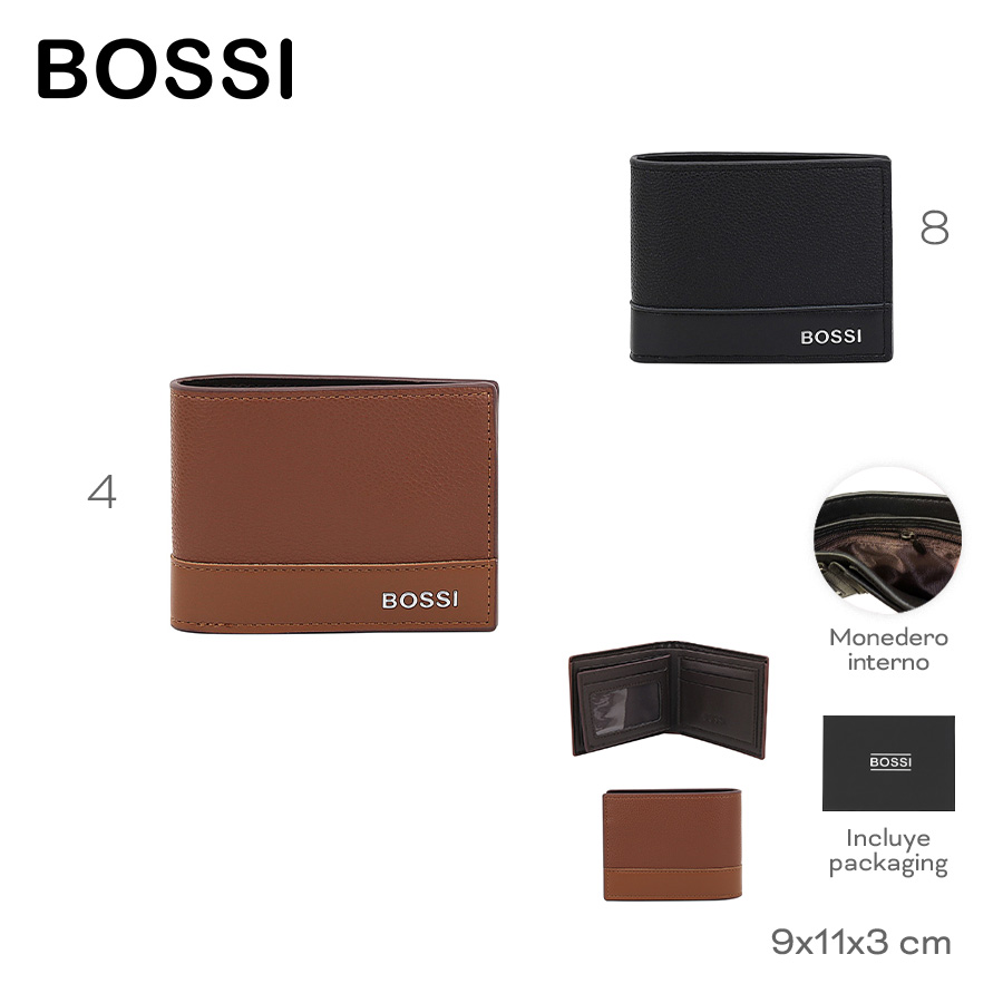 32029-	Billetera Bossi	9cm	11cm	3cm	PU	Monedero interno, incluye packaging MARROQUINERIA +INFO+FOTOS