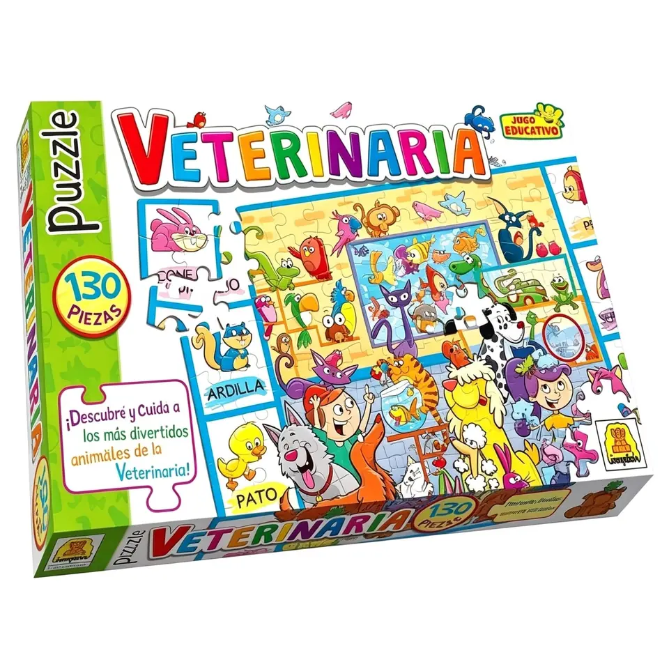 IM310- Veterinaria Contiene 1 puzzle de 130 piezas Medidas 40.5 x 29.5 cm Medidas de la caja 34.5 x 22.4 x 4.4 cm Edad: 4 años (orientativa) Puzzle Infantil. IMPLAS CAJAX8.