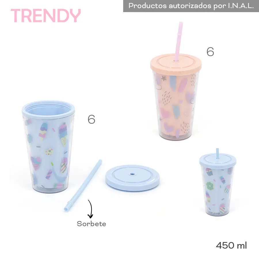 19027 - Vaso Trendy 450ml,   Info: Sorbete  Composición: Plástico  Alto: 450ml +info+fotos