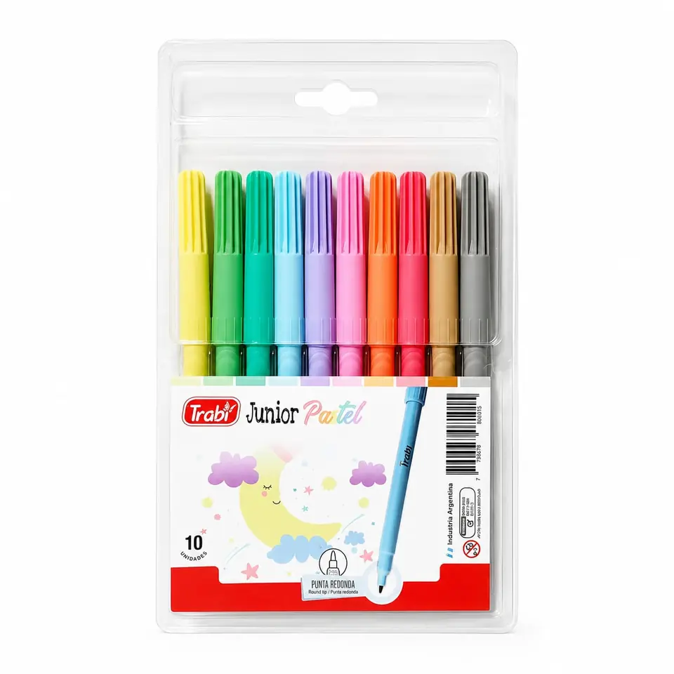 JX10P- MARCADORES INFANTILES JUNIOR TRABI X10 PASTEL BLISTER