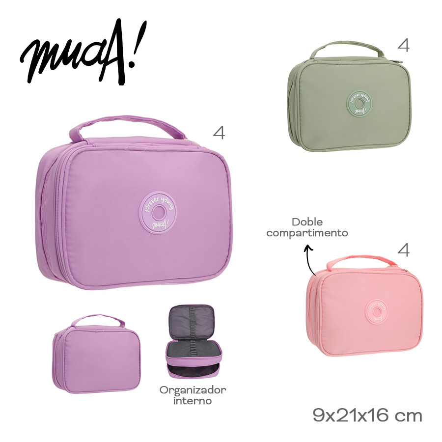 53690- Cartuchera Muaa	9cm	X21cmX16cm	Nylon	Organizador interno, doble compartimento +INFO+FOTOS