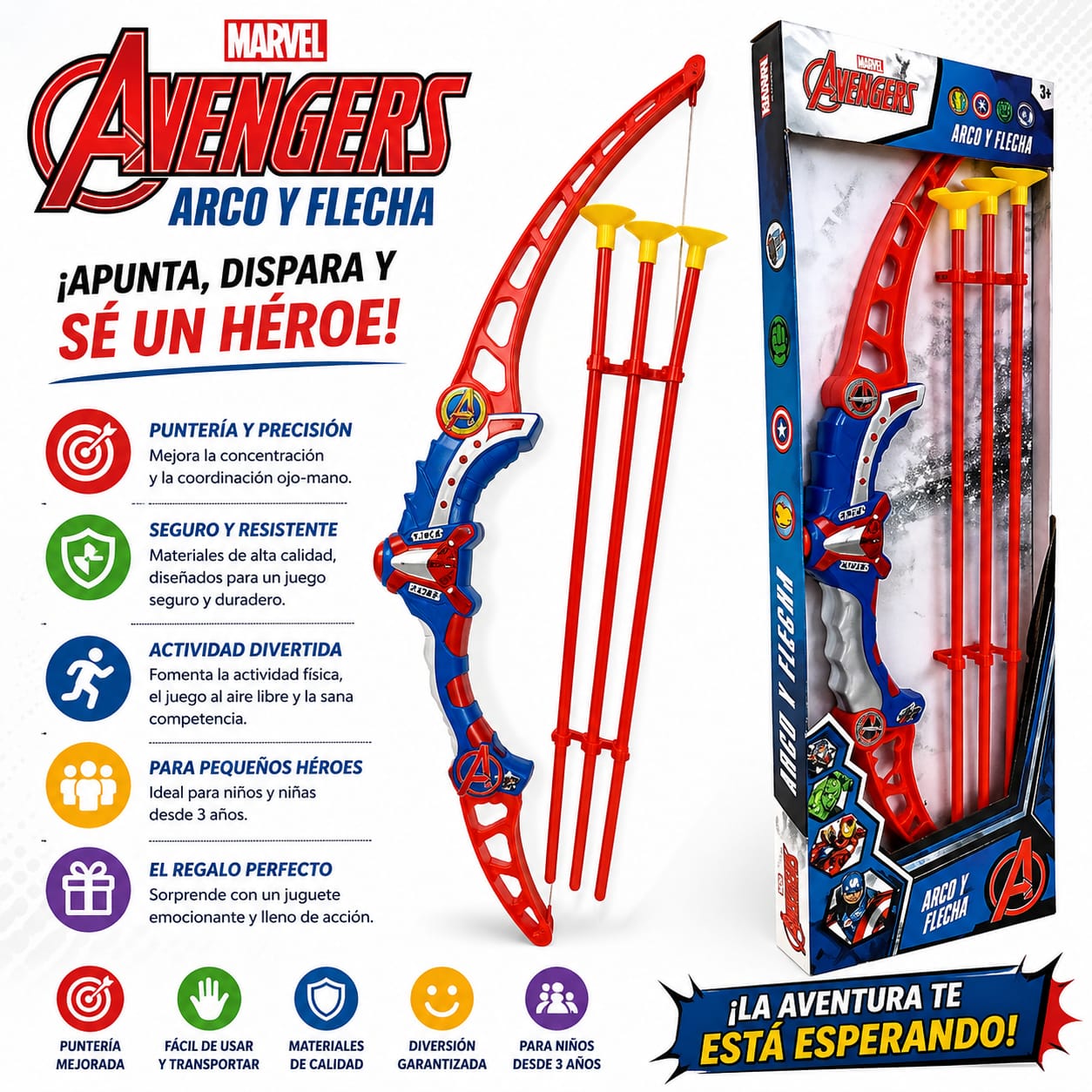 55725- SET ARCO Y FLECHA MARVEL AVENGERS 54X19X4 juguetes +INFO+FOTOS