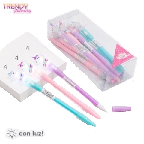 10758 LAPICERA TRENDY X 12 C/LUZ UNICORNIO