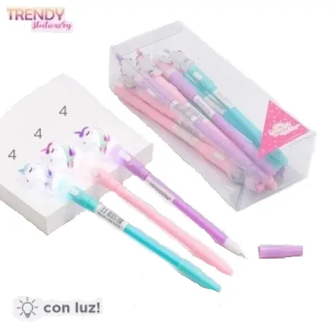 10758 LAPICERA TRENDY X 12 C/LUZ UNICORNIO