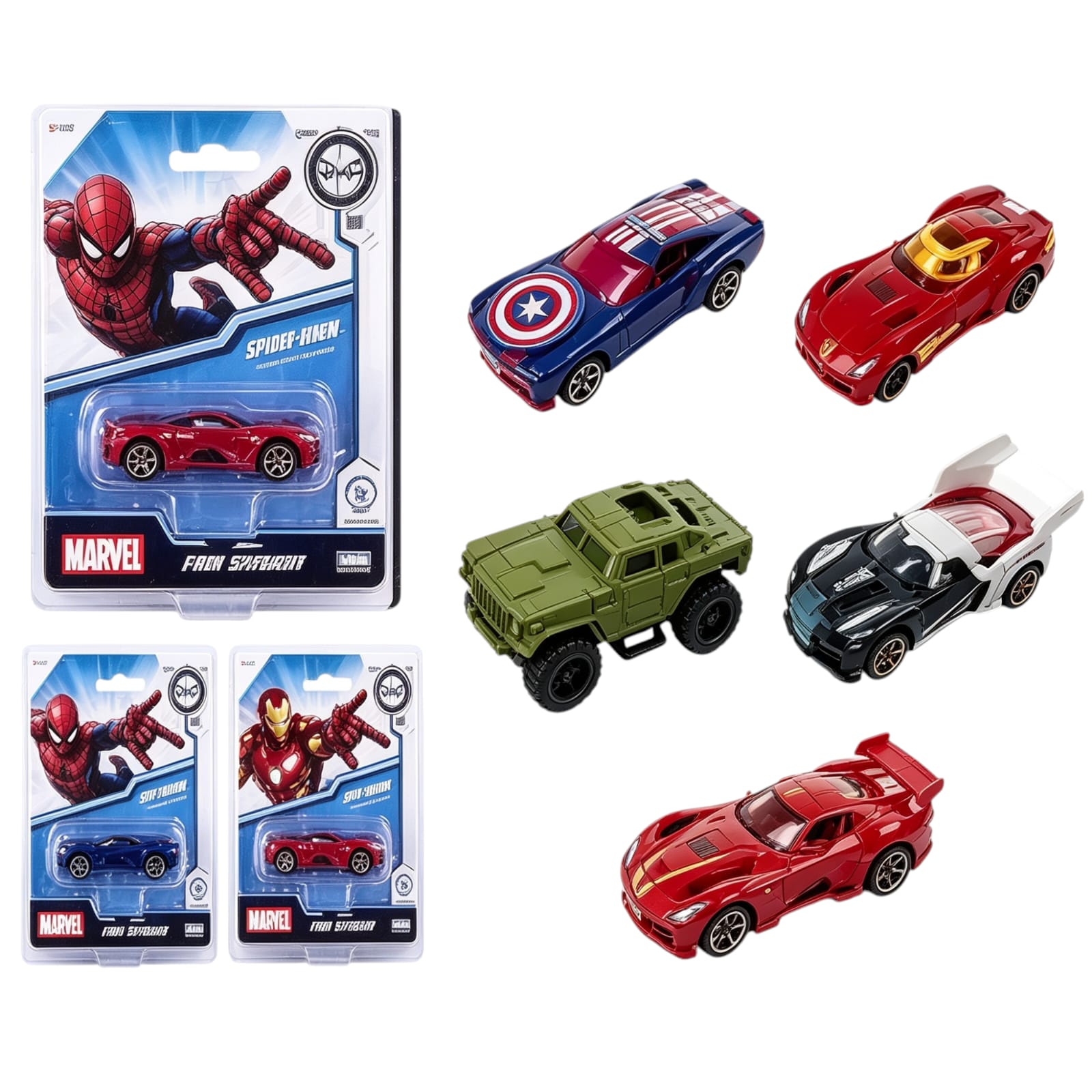 55215 - AUTOS METALICOS COLECCION AVENGERS MARVEL  LINEA NUEVA 5 MOD 14X12X4 (+FOTOS)