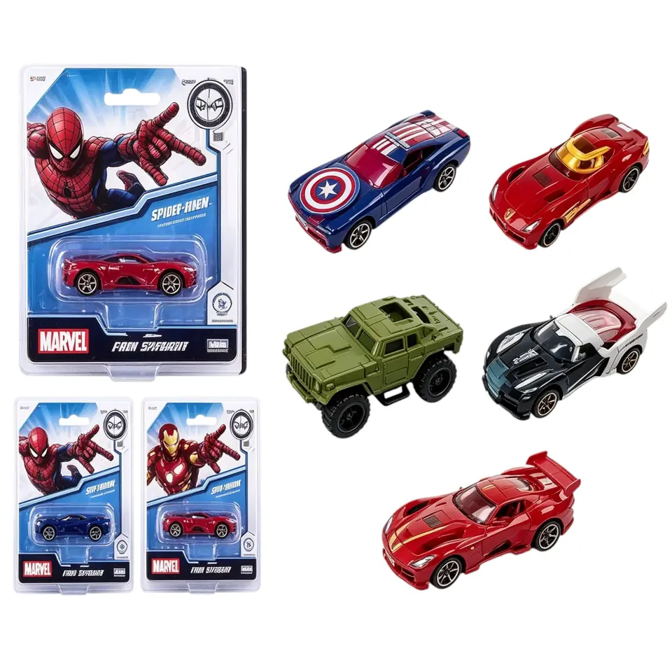 55215 - AUTOS METALICOS COLECCION AVENGERS MARVEL  LINEA NUEVA 5 MOD 14X12X4 (+FOTOS)