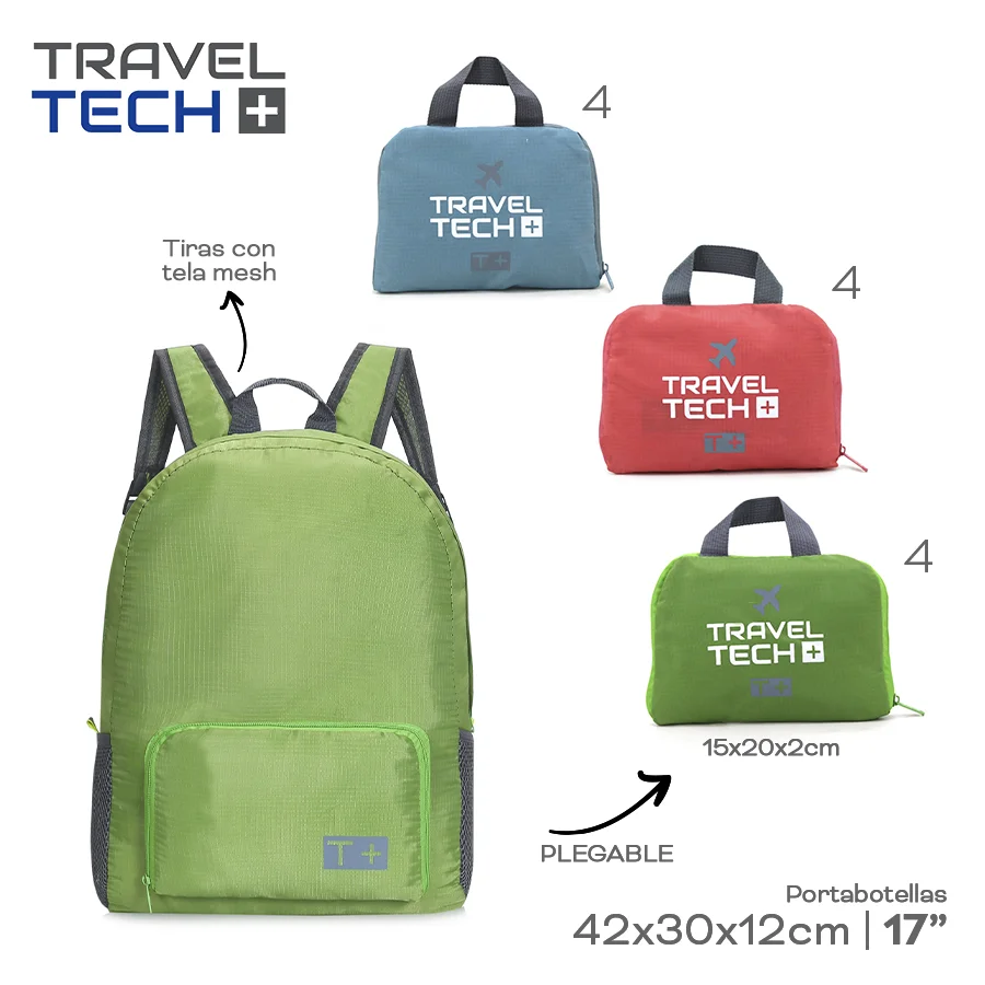 17820 – Mochila Viaje Travel Tech (+FOTOS)  Info: 17", Plegabletellas Composi oción: Nylon Alto: 42cm Ancho: 30cm Profundidad: 12cm