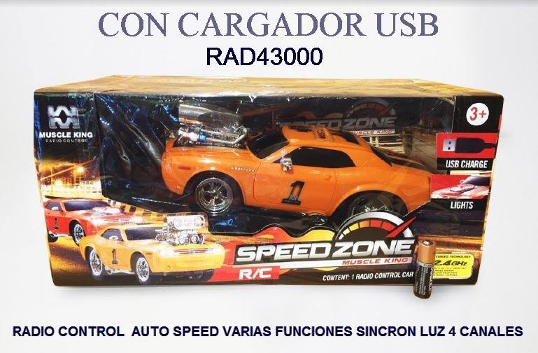 43000 RADIO CONTROL AUTO SPEED ZONE C/CARGADOR USB MUCHAS FUNCIONES
