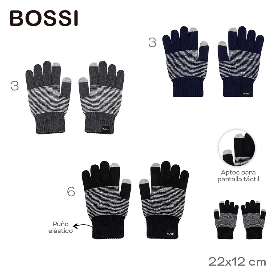 31434-	Guante Bossi	22cm	12cm		Nylon	Puño elástico, aptos para pantalla táctil TEXTIL +INFO+FOTOS