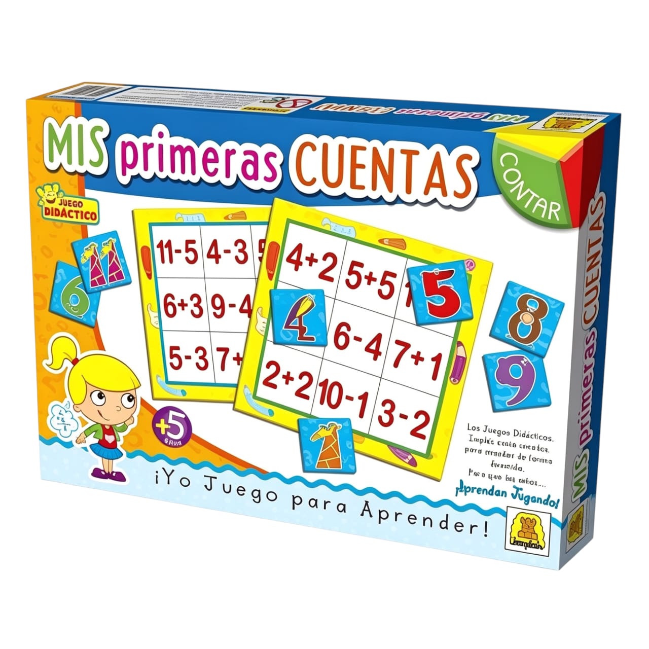 IM242- Mis primeras cuentas, DIDACTICOS EDUCATIVOS, Edad: a partir de 5 años Participantes: 2 a 4 Medidas de la caja: 27 x 19.5 x 3.5 cm Juego de mesa para el inicio en operaciones de suma y resta.IMPLAS. (+INFO PDF)