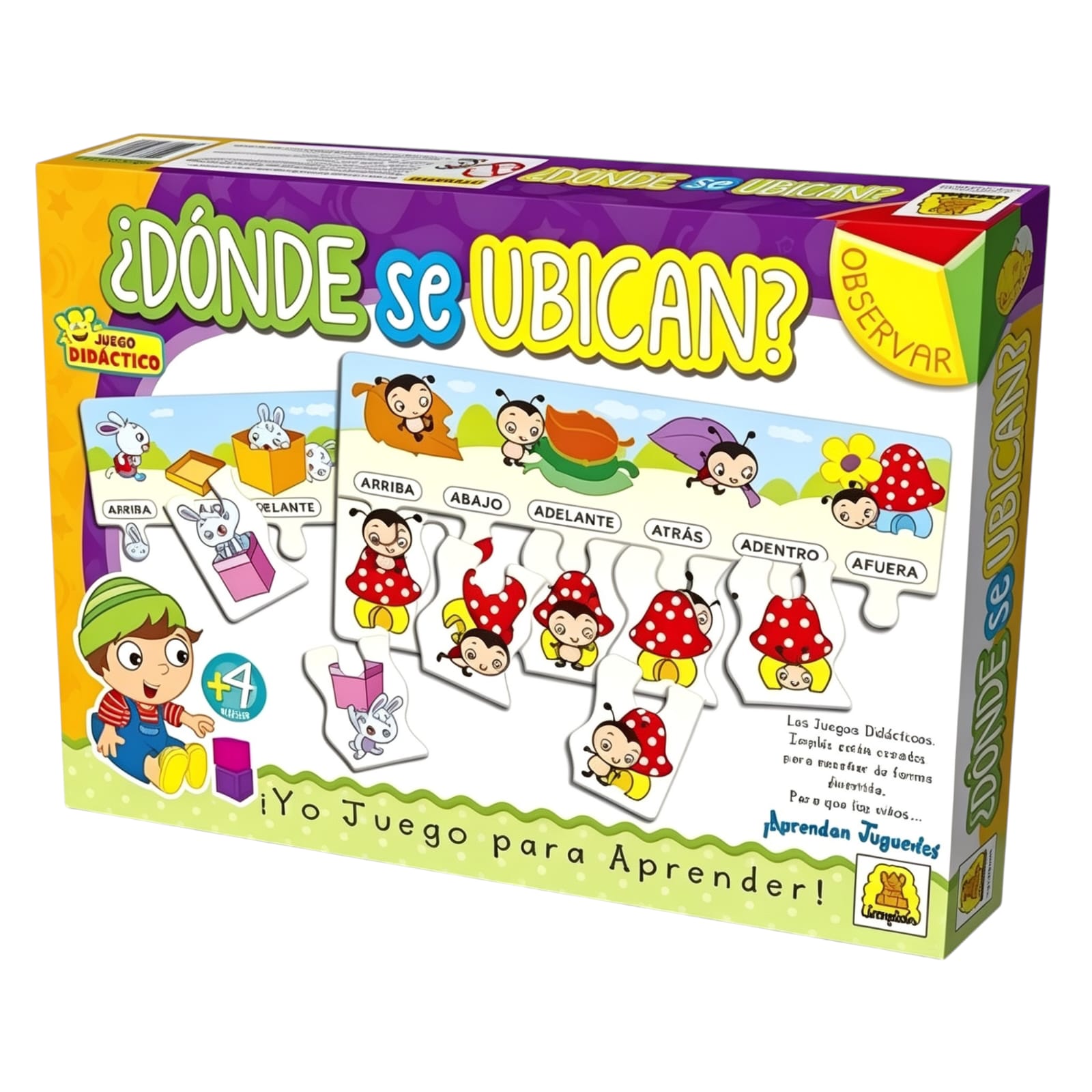 IM317- ¿Donde se ubican? DIDACTICOS EDUCATIVOS. Edad: a partir de 4 años Participantes: 1 a 6 Medidas de la caja: 27 x 19.5 x 3.5 cm Juego de encastre para estimular las nociones de espacio y lugar.IMPLAS.