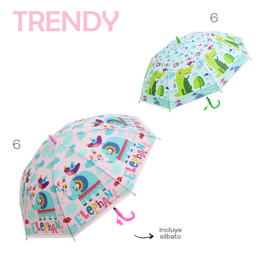 Paraguas Trendy Infantil Automático Eva Metal con Silbato