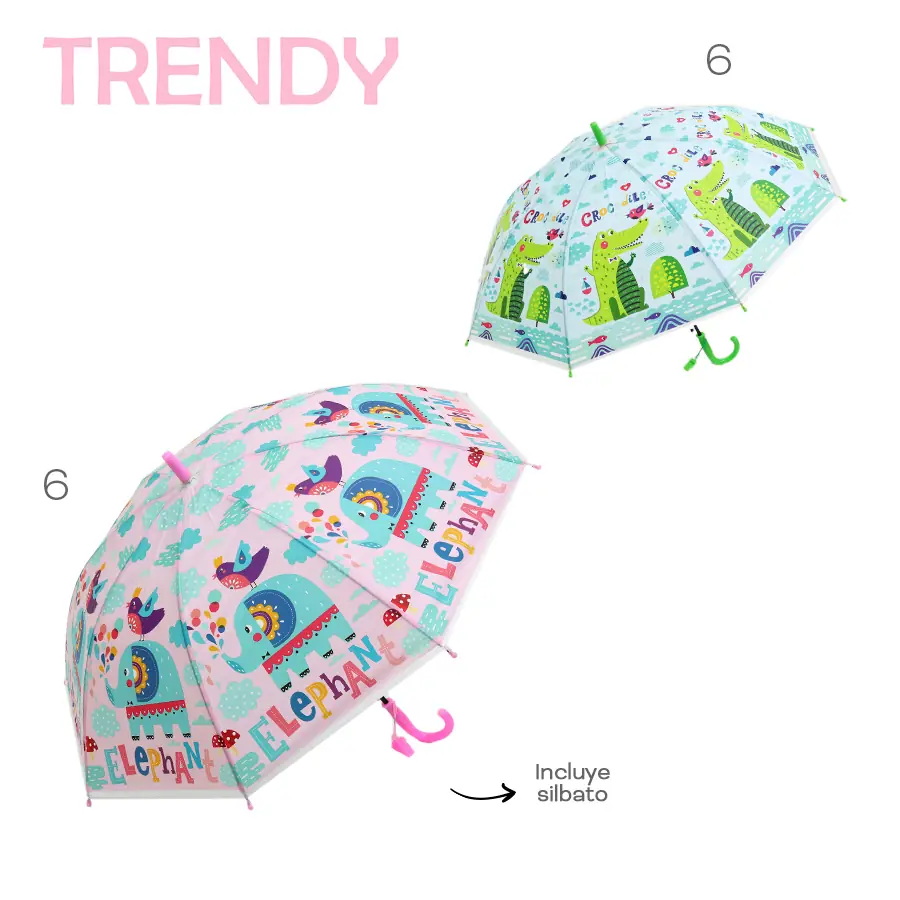 Paraguas Trendy Infantil Automático Eva Metal con Silbato