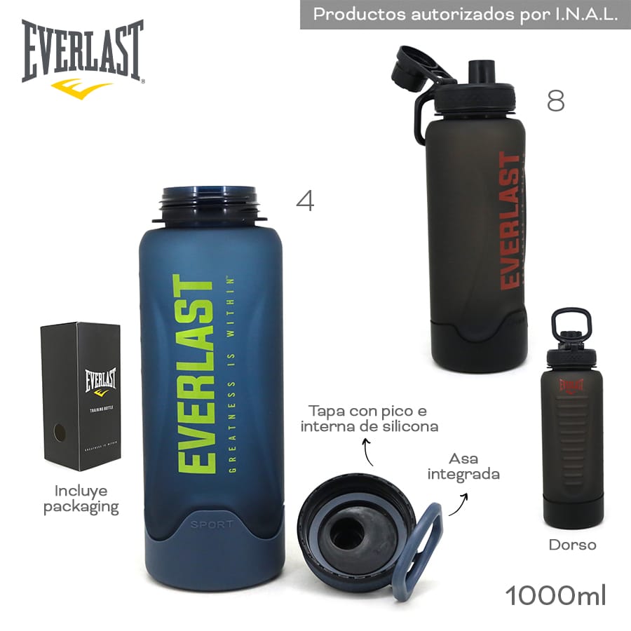 17368 - Botella Everlast T2 1000ML  Info: Tapa a rosca con interna de silicona y asa integrada, incluye packaging  Composición: PC (+FOTO+VIDEO+INFO)