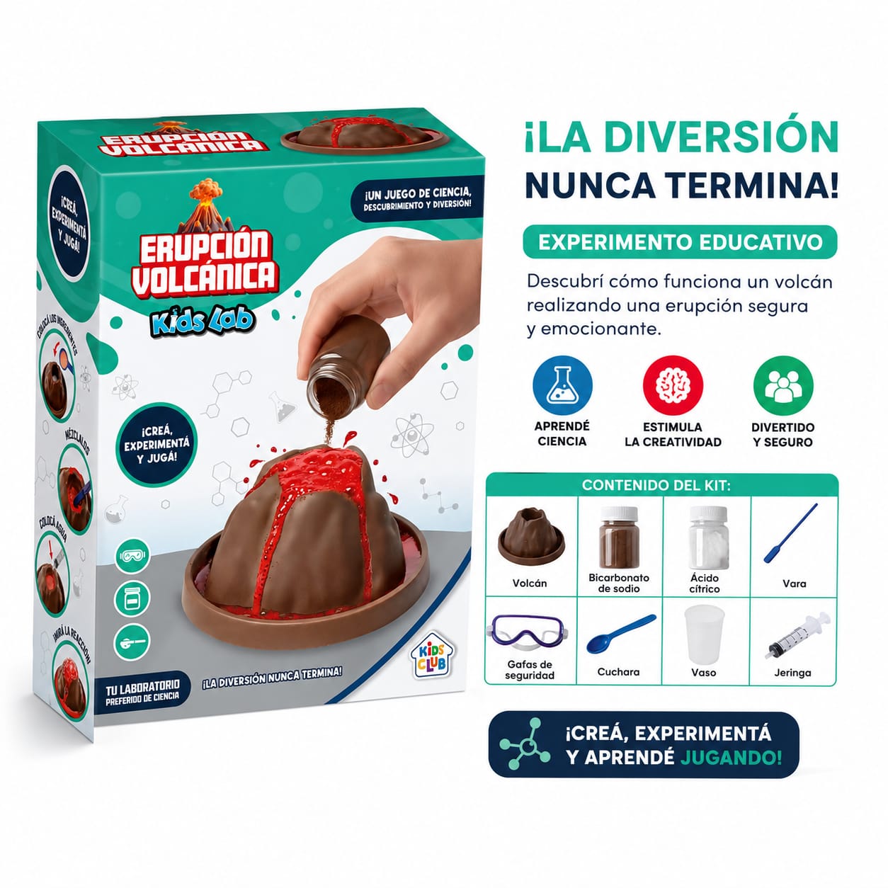 57373- JUEGO DE CIENCIA KIDS LABORATORIO VOLCAN EN ERUPCION 21X16X7 +INFO+FOTOS