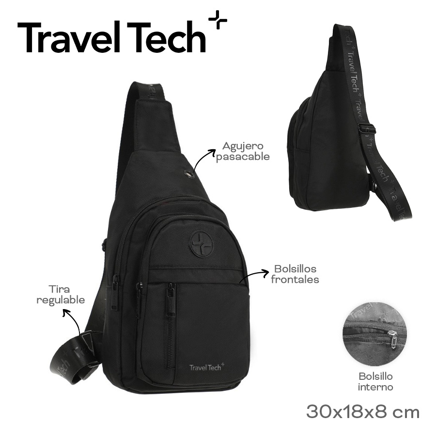 54528-	Morral Cruzado Travel Tech	30cm	18cm	8cm	Nylon	Tira regulable, bol frontales e interno, pasacable MARROQUINERIA +INFO+FOTOS