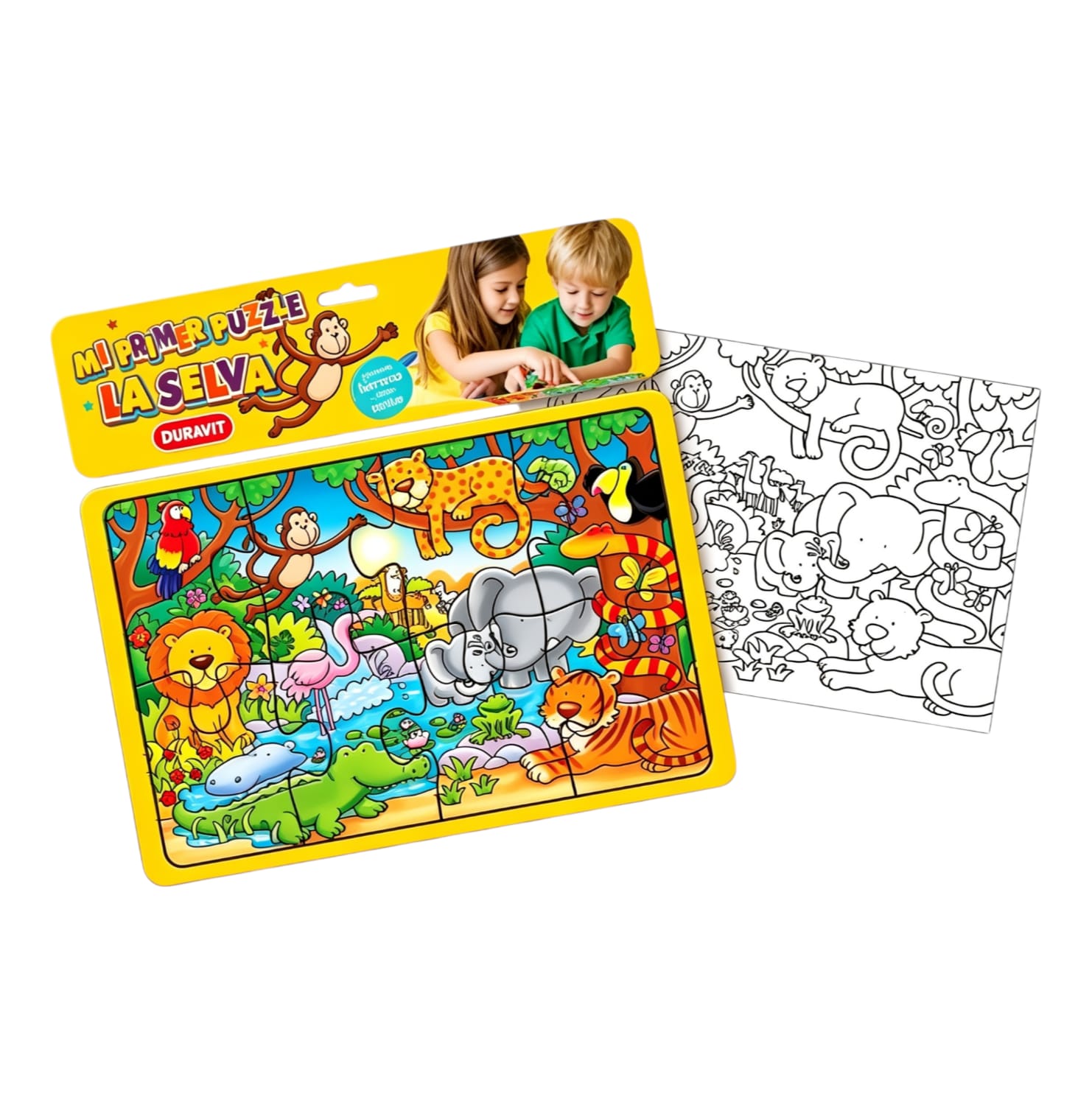 54 - PUZZLE LA SELVA 8 PIEZAS C/LÁMINA PARA COLOREAR DURAVIT (X48) +INFO+FOTOS