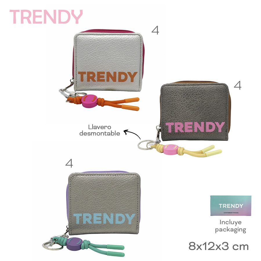 28709 - Billetera Trendy , +INFO+FOTOS Info: Llavero desmontable, incluye packaging Composición: PU Alto: 8cm Ancho: 12cm Profundidad: 3cm