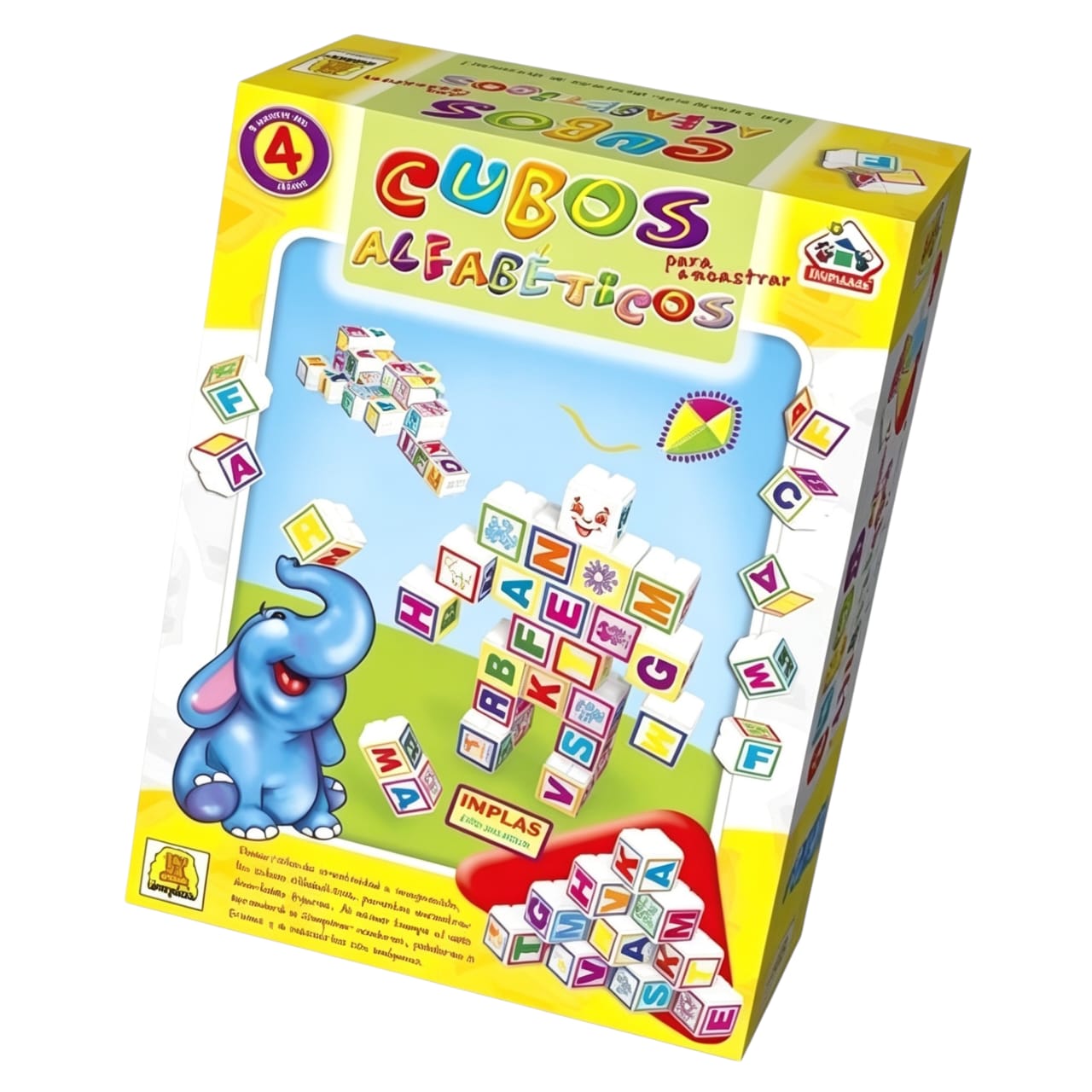 IM197- Cubos Alfabéticos, DIDACTICOS EDUCATIVOS, Edad: a partir de 4 años Participantes: 1 o mas Medidas de la caja: 27 x 19.5 x 6 cm Juego de cubos encastrables entre si. Contiene stickers con letras para iniciar en el armado de palabras.IMPLAS.