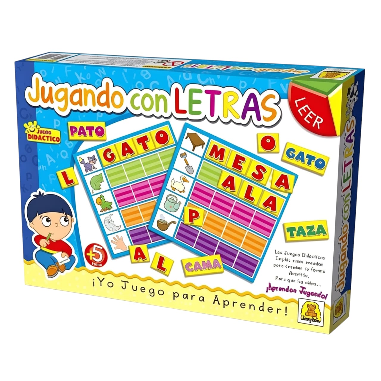 IM420- Jugando con letras. Juego de letras para asociar imagen con palabras y letras. Edad: a partir de 5 años Participantes: 2 a 4 Medidas de la caja: 27 x 19.5 x 3.5 cm .IMPLAS  Didácticos Educativos CAJAX12.