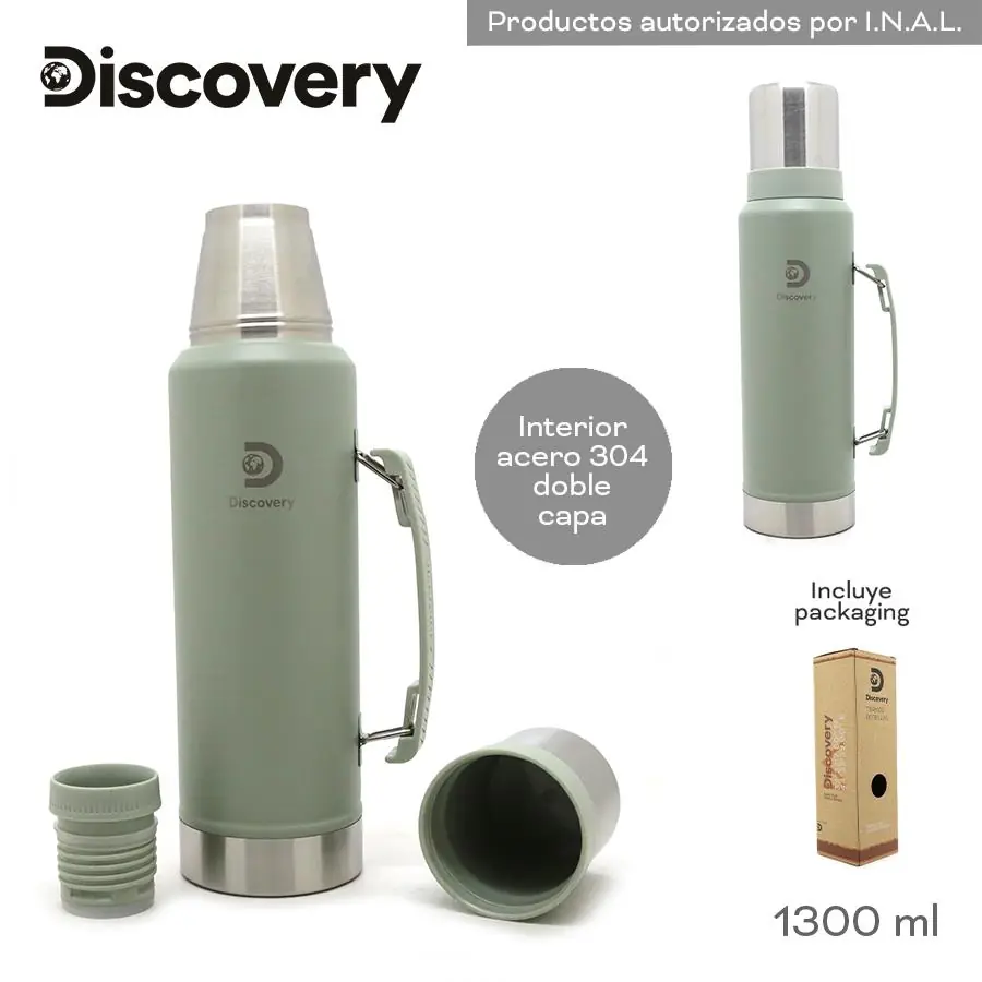 17080- Termo Discovery T4	1300ml	Acero	Tapa termo. Incluye packaging +info+fotos