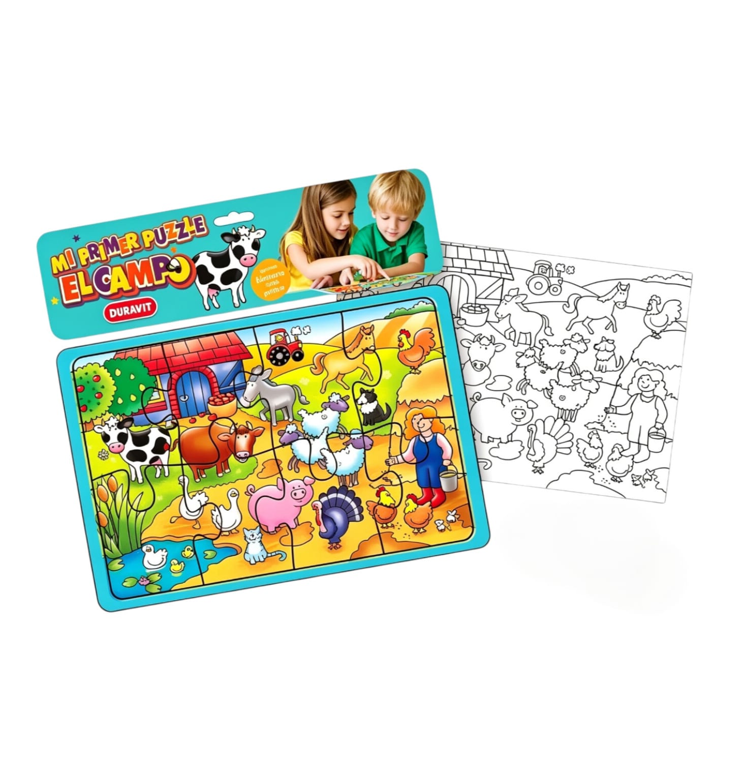 55 - PUZZLE LA GRANJA 8 PIEZAS C/LÁMINA PARA COLOREAR DURAVIT (X48) +INFO+FOTOS