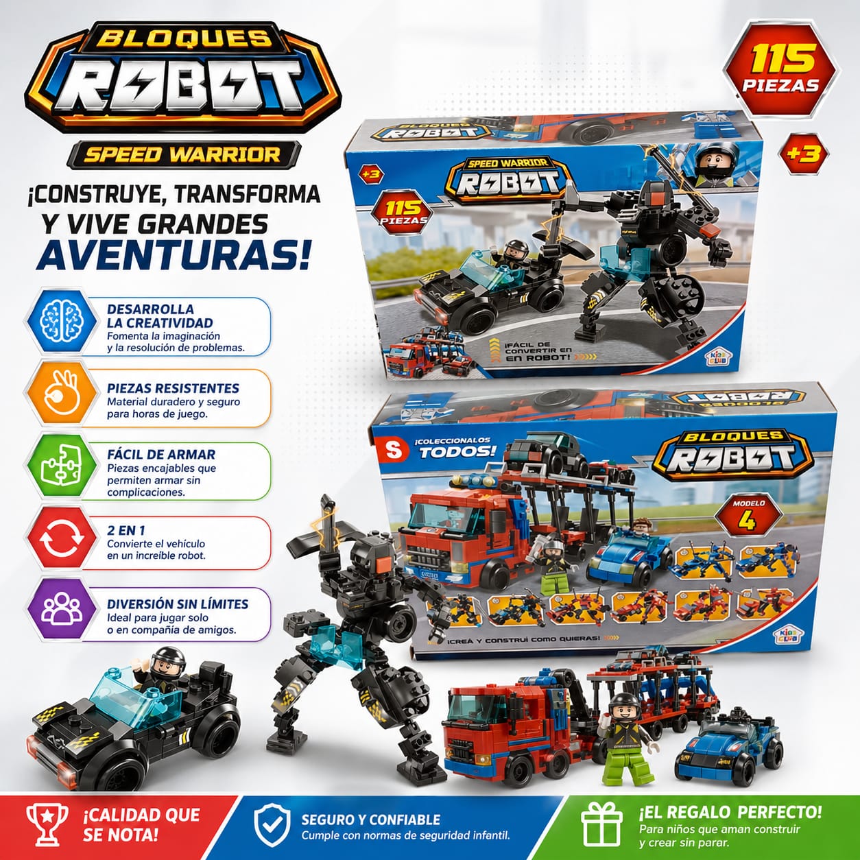 55287- JUEGO DE BLOQUES AUTO ROBOT 133 PIEZAS 22X15X5  +INFO+FOTOS