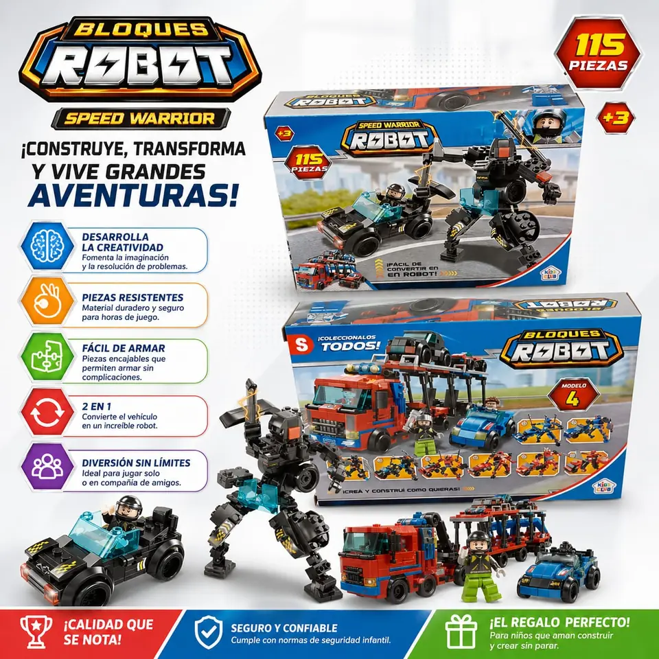 55287- JUEGO DE BLOQUES AUTO ROBOT 133 PIEZAS 22X15X5  +INFO+FOTOS