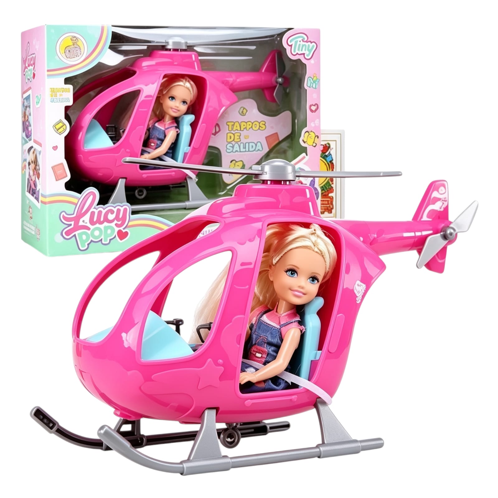 *55025- MUÑECA TINY LUCY POP CON HELICÓPTERO ACCES 26X19X10 +INFO+FOTOS