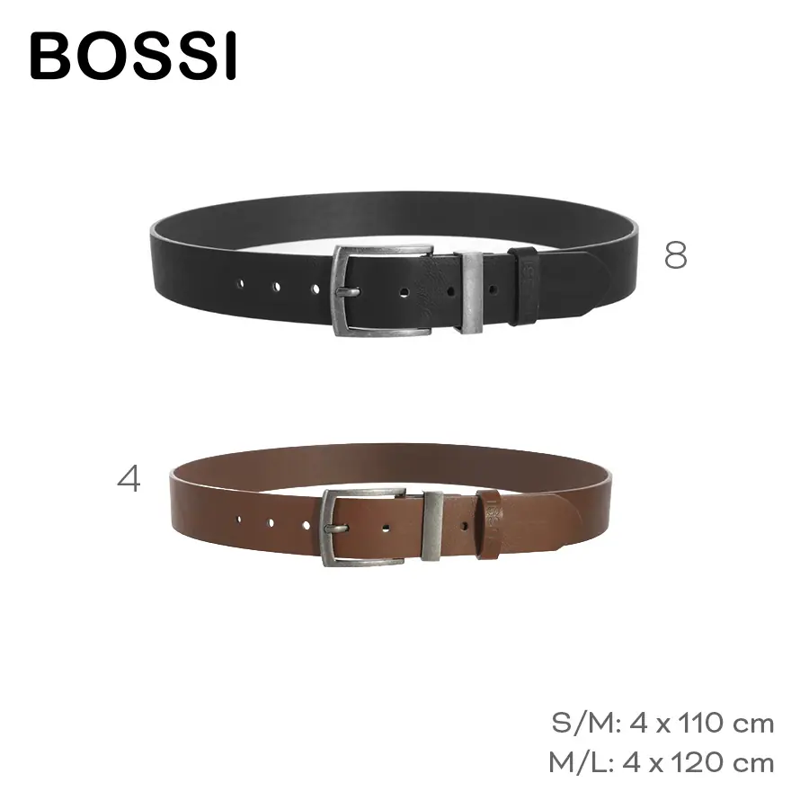 Cinturón Bossi PU Negro y Beige Ancho 4cm - S/M y M/L