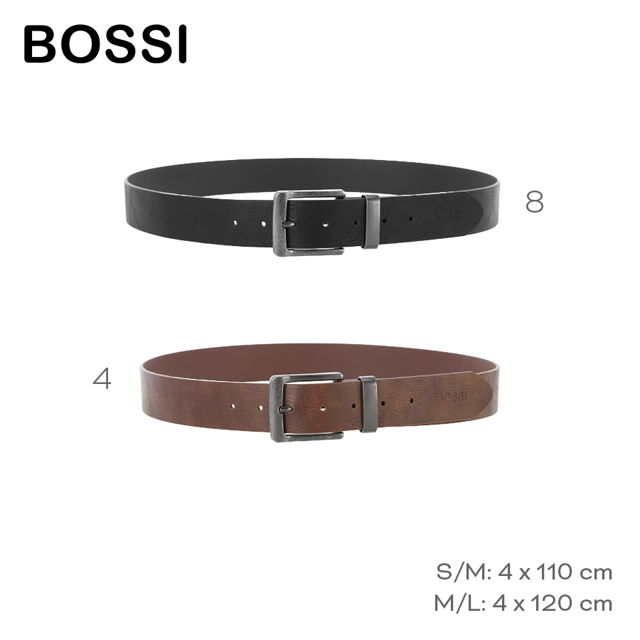 Cinturón Bossi PU Negro y Suela Ancho 4cm - S/M y M/L