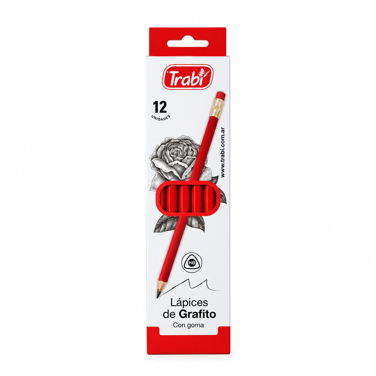 Lapiz Trabi x12 Grafito HB Triangular C/Goma