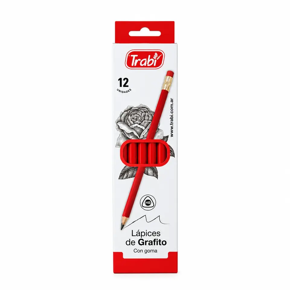 Lapiz Trabi x12 Grafito HB Triangular C/Goma