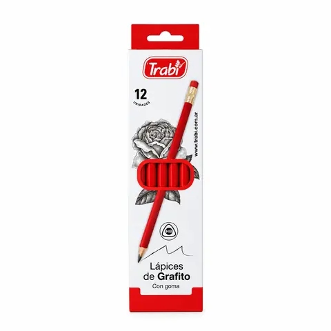 Lapiz Trabi x12 Grafito HB Triangular C/Goma