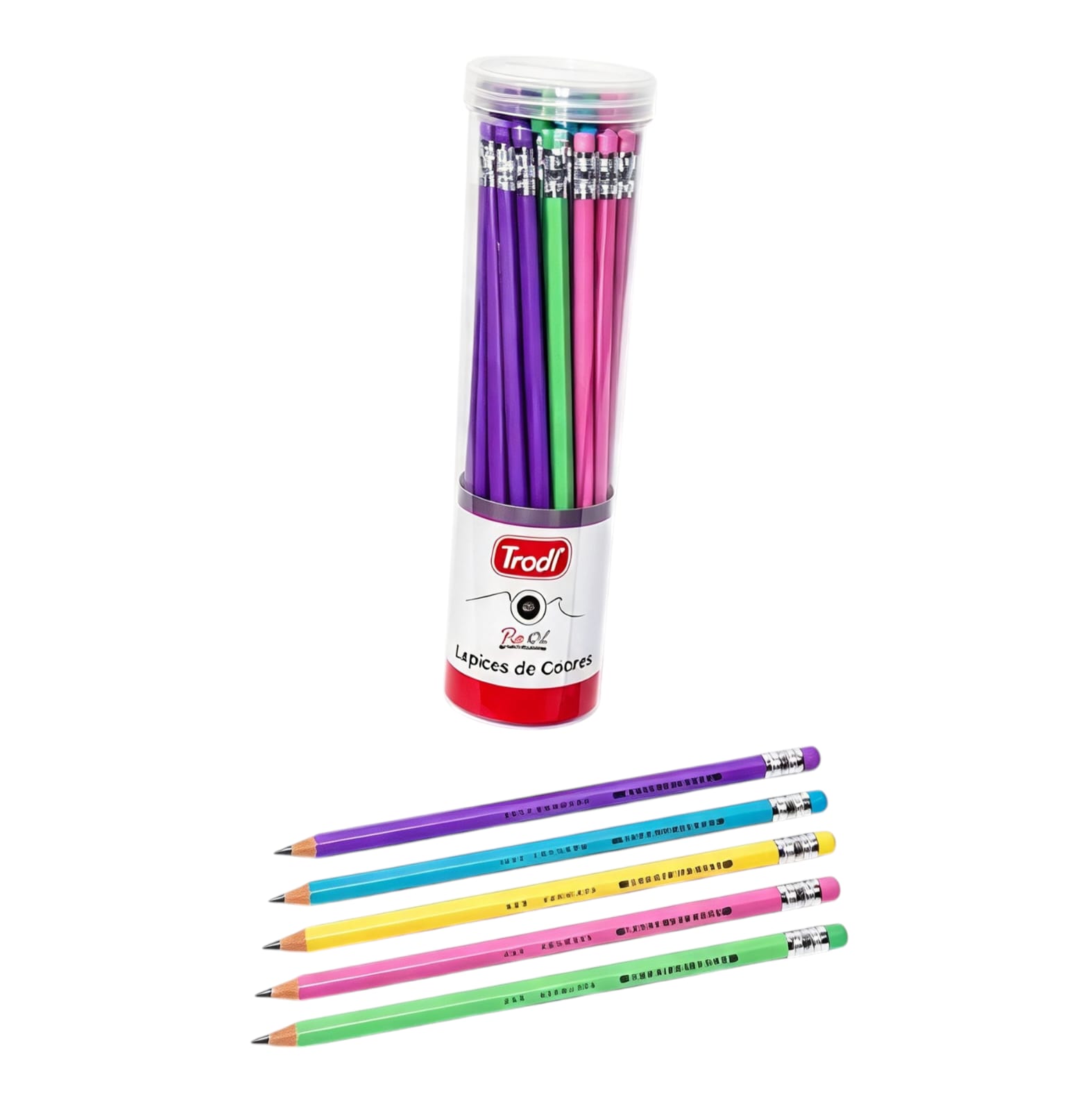 Lapiz Trabi Grafito HB Tubo x36 Cuerpo Pastel C/Goma Hexagonal