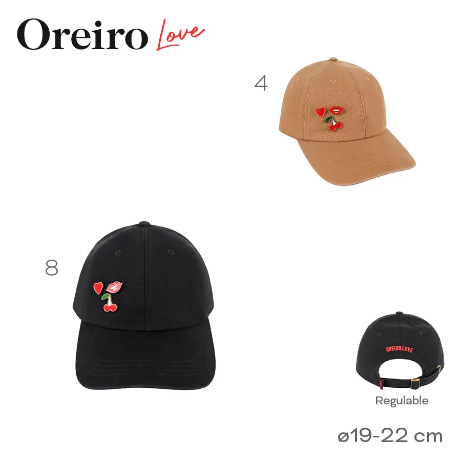 Cap Oreiro Love 19-22 cm Gorra Algodon Regulable Negro y Camel- Pins