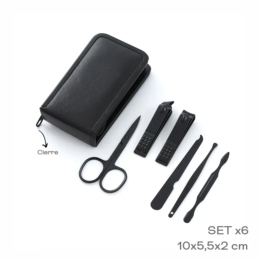 Set Manicuria 10cm 5,5cm 2cm Acero + PU Set x10 Cierre