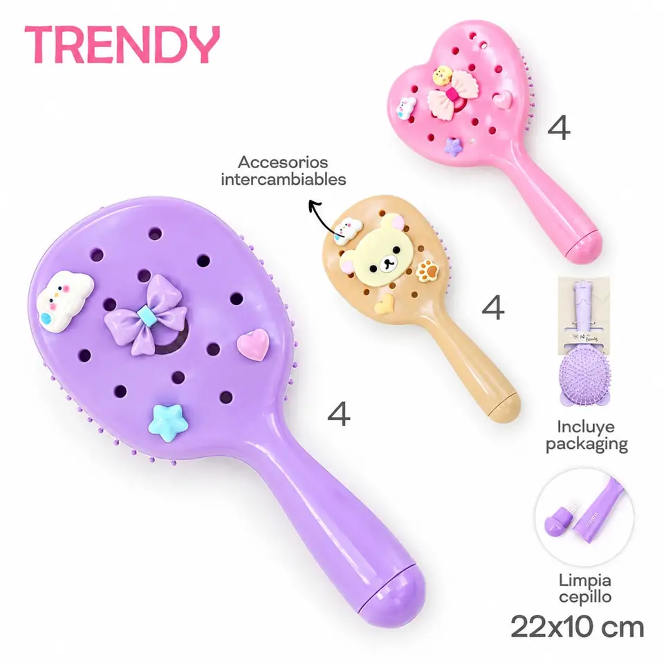 Cepillo Trendy Acces Intercambiable 22cm 10cm Limpia Cepillo