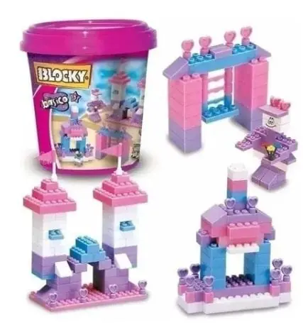 Balde Blocky Básico Para Nenas X 210 Piezas Didáctico Niñas