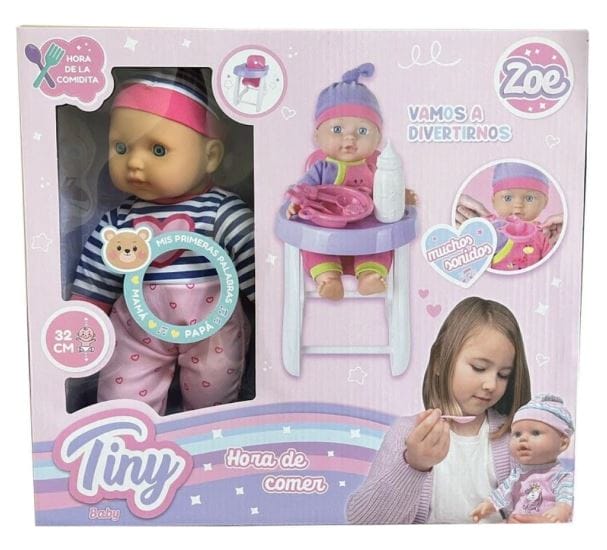 Tiny Baby Zoe Hora De Comer Con Sillita Y Accesorios
