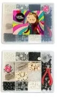 Arma Tus Joyas con Mostacillas blanco y negro s/pinza Lookmania N 13 CAJA SUPER GRANDE