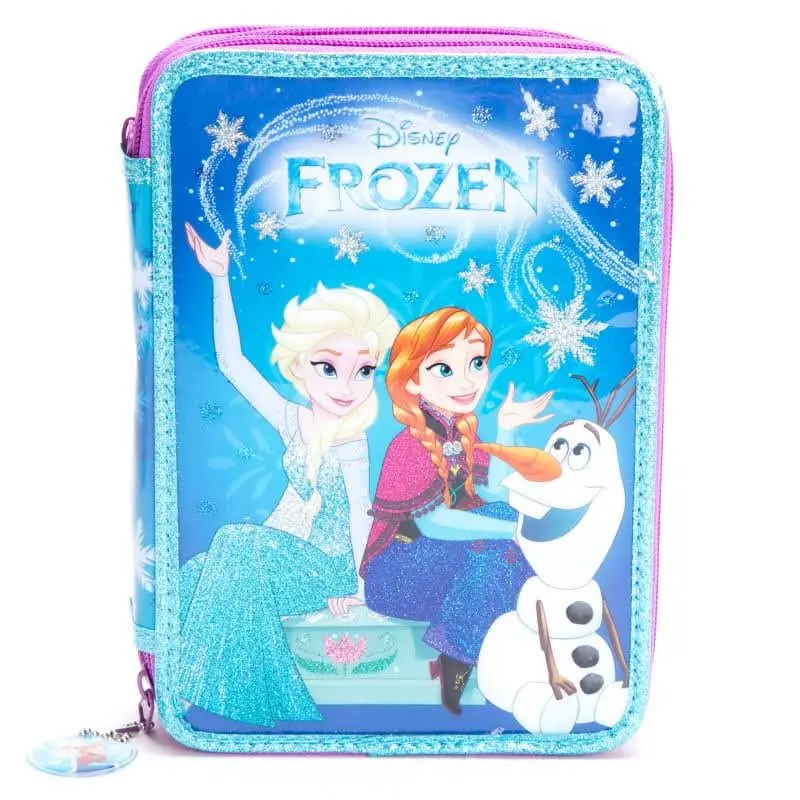 CARTUCHERA DE DISNEY FROZEN CON BRILLO DOS CIERRES CON LICENCIA