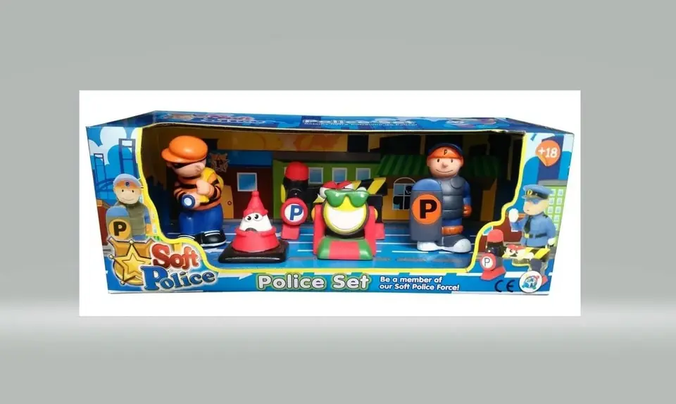 Set Juego Para Bebés De Goma Policías Y Ladrón 5 Piezas