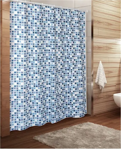 Cortina de baño doble con ganchos