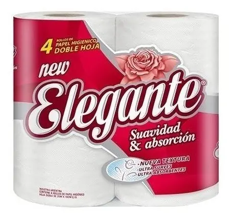 Papel Higiénico Elegante doble hoja  x 4 rollos x 20 mts