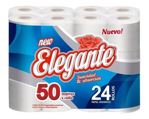 Papel Higiénico Elegante Rosas x 24 rollos x 50 mts