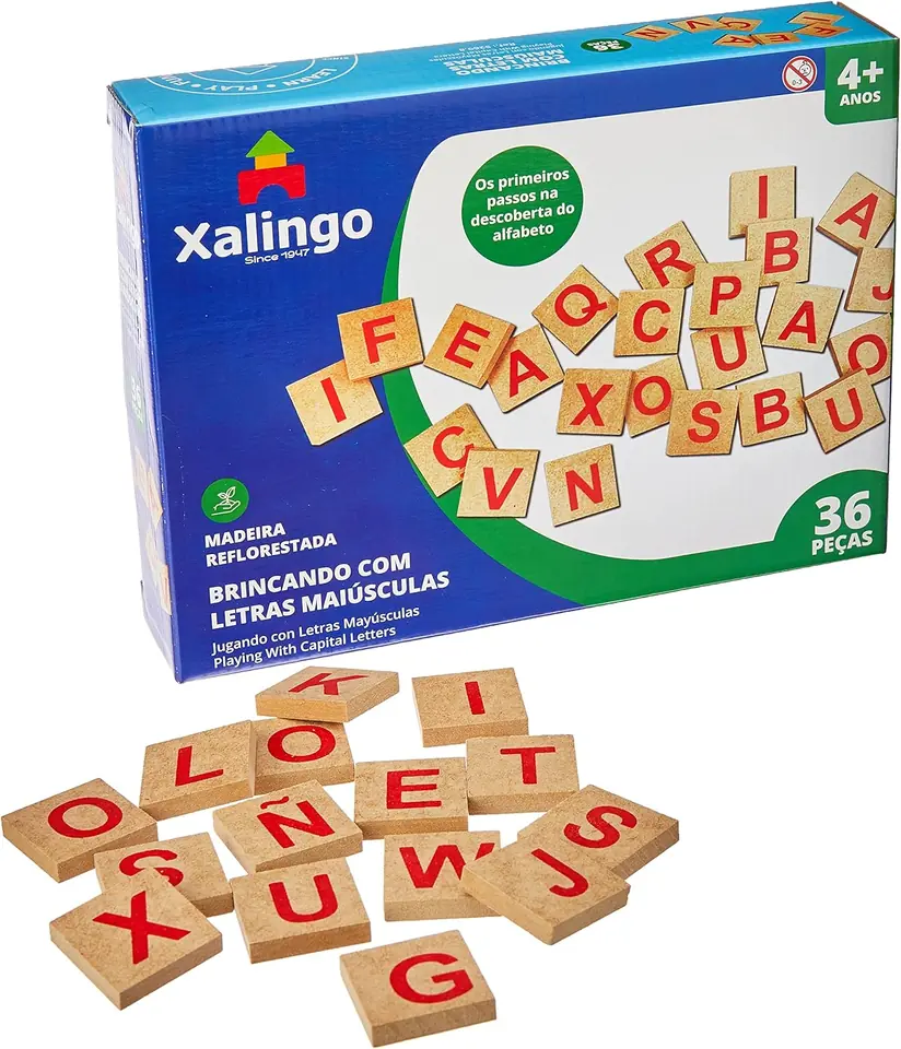 Letras Mayúsculas de Madera - 36 piezas